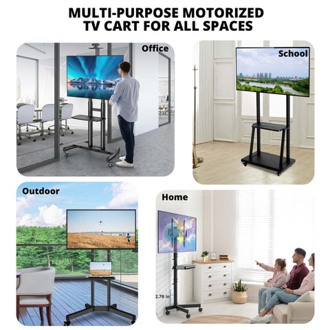 Robustt TV Stand 1700 | High Quality Material | Tilt & Height Adjustable Rolling TV Stand| Movable TV Stand | Flexible Shelf | Cable Management |