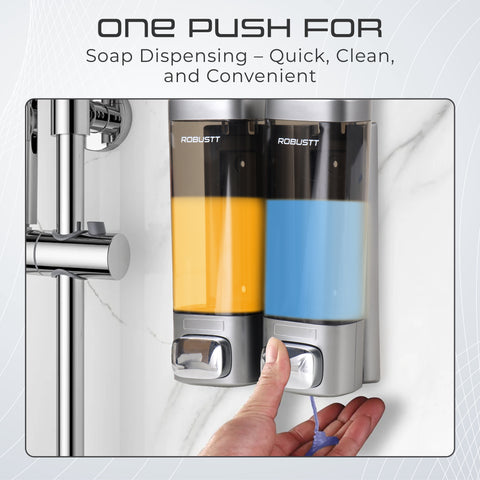 Robustt Wall Mount Dual Soap Dispenser 2 x 200 ML - Chrome