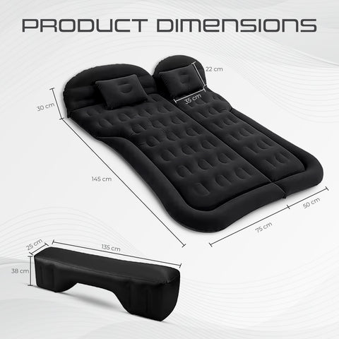 Robustt SUV Car Inflatable Bed (Incl. 2 Air Pillow & Air Pump) - Black