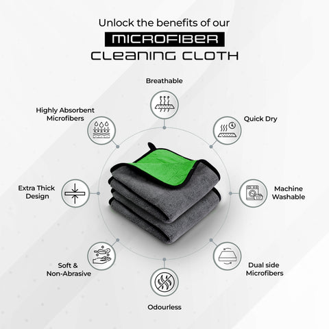 Robustt Multipurpose Microfiber Cleaning Towel Cloth (800 GSM, Green)