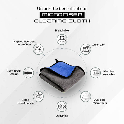 Robustt Multipurpose Microfiber Cleaning Towel Cloth 800 GSM - Blue