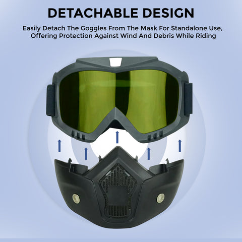 Robustt Reusable Riding Mask & Bike Goggle - Yellow