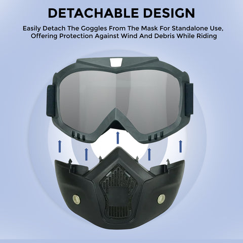 Robustt Reusable Riding Mask & Bike Goggle - Silver