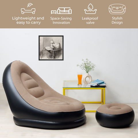 Inflatable Recliner Sofa for Ultimate Relaxation - Brown