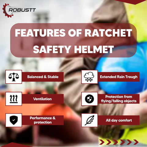 Robustt X Shree JEE Safety Helmet Executive Ratchet Type Adjustment, Protection for Outdoor Work Head Safety Hat with Sweat Band