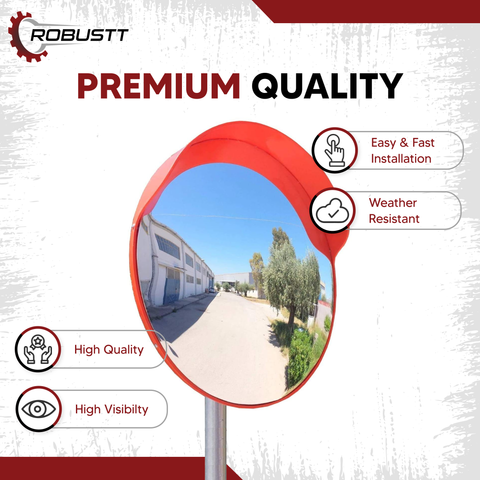 Robustt Unbreakable Convex Mirror (24 Inch) For Road Safety with Installation Kit Rearview Radar Mirror