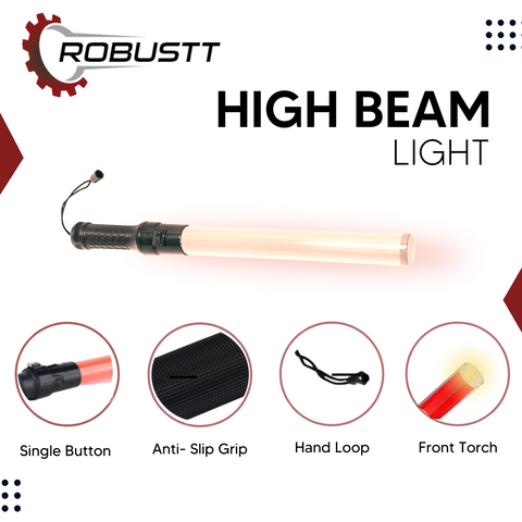 Robustt Non Rechargeable Traffic Baton Light Stick (12 Inch) with Red and Green Light Blink and Magnetic Base for Traffic Control, Street Protection Wand Baton