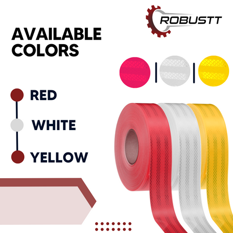 Robustt Red Reflective Tape (50mm) White PET Material, Diamond Cut Design