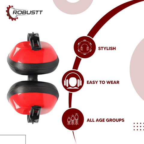 Robustt Earmuffs for Noise Reduction Rating 21 Decibel 3 Position Adjustable with Soft Foam Filled Cusion