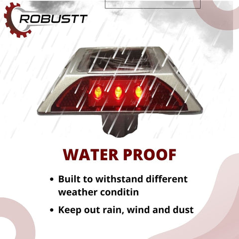 Robustt Aluminium Material Solar Stud with Greater Visibility Than 800mtr (Silver and Red) for Road Safety