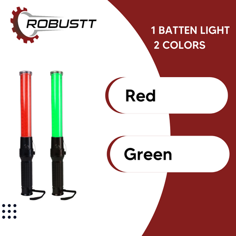 Robustt Non Rechargeable Traffic Baton Light Stick (12 Inch) with Red and Green Light Blink and Magnetic Base for Traffic Control, Street Protection Wand Baton