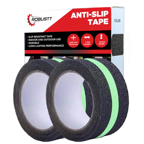 Robustt Anti Skid/Anti Slip Neon Tape (5mtr X50mm), Fall Resistant with PET Frosted Material Used For Slippery Floors, Staircase, Ramps, Indoor, Outdoor Use