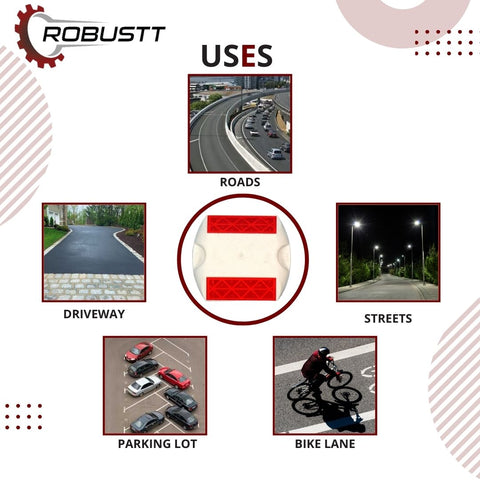 Robustt Road Reflector, Plastic ABS Road Stud