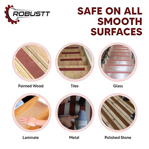 Robustt Anti Skid/Anti Slip Brown Tape (5mtr X100mm) Fall Resistant with PET Material and Solvent Acrylic Adhesive Tape for Slippery Floors, Staircase, Ramps, Indoor, Outdoor Use