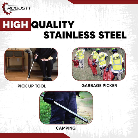 Robustt Long Arm Stainless Steel Heavy Duty Snake Picker / Catcher Tool  with Fixed Length Body (45 Inch)