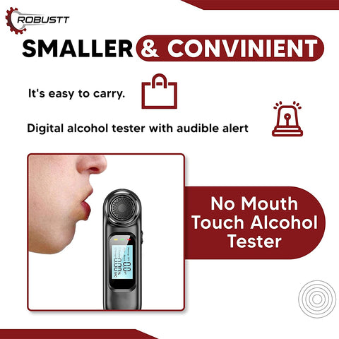 Robustt Alcohol Tester Portable Alcohol Testing Machine CD Digital Display Breath Analyzer for Personal & Professional Use |No mouth touch Alcohol tester (Model-3)