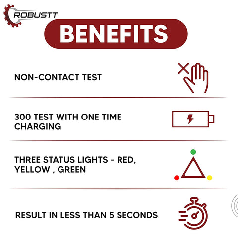 Robustt Alcohol Tester Portable Alcohol Testing Machine CD Digital Display Breath Analyzer for Personal & Professional Use |No mouth touch Alcohol tester (Model-3)