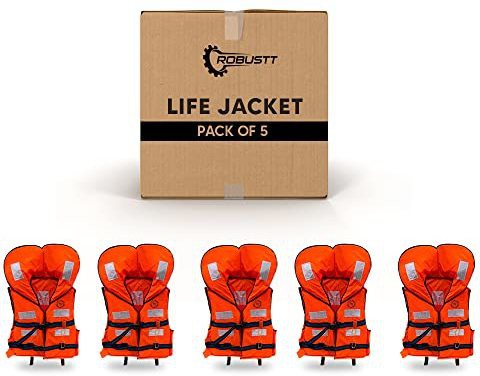Robustt Life Jacket Polyster Fabric with EPE Foam for Adult Safety Jacket Along with Whistle for Swimming, Boating, Floating Weight Capacity Upto 125 Kg