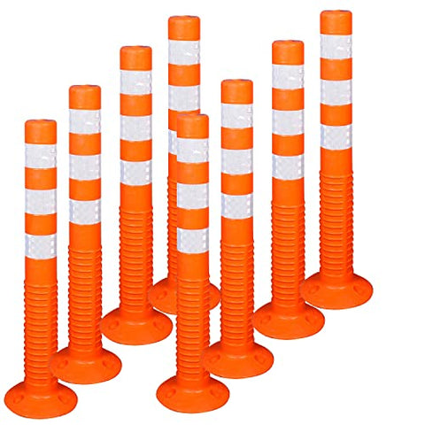 Robustt Spring Post 750mm (Orange & Yellow) for Road Safety, RPU and PVC material with 3 Reflective tapes
