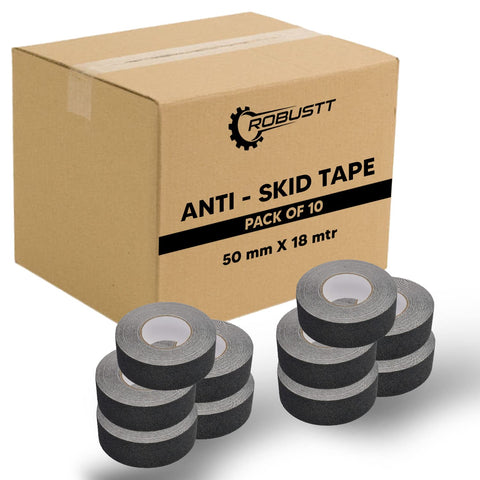 Robustt Anti Skid/Anti Slip (18mtr X50mm) Black Fall Resistant with PET Material and Solvent Acrylic Adhesive Tape for Slippery Floors, Staircase, Ramps, Indoor, Outdoor Use