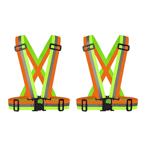 Robustt High Visibility Protective Safety Reflective Vest Belt Jacket, Night Cycling Reflector Strips Cross Belt Stripes Adjustable Vest Safety Jacket (DUAL COLOUR)