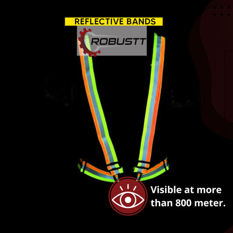 Robustt High Visibility Protective Safety Reflective Vest Belt Jacket, Night Cycling Reflector Strips Cross Belt Stripes Adjustable Vest Safety Jacket (DUAL COLOUR)